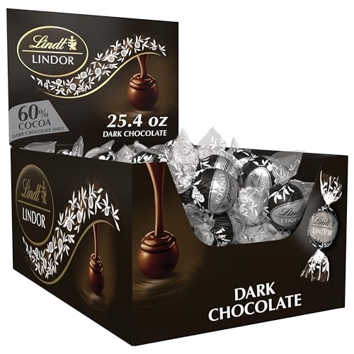 Lindt LINDOR 60% Dark Chocolate Truffles, Dark Chocolate Candy with Smooth, Melting Truffle Center, 25.4 oz., 60 Count