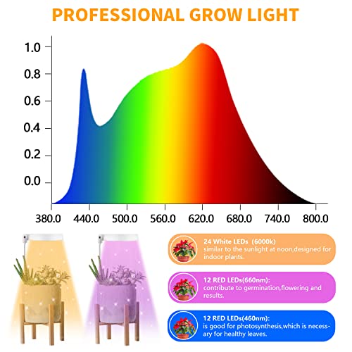 GooingTop LED Grow Light, Halo Plant Lamp for Indoor Plants Growing, White Low Light for Succulents Mini Small Plants Growth,Upgrade Timer 4/8/12/18 Hrs & Variable Spectrum - Image 6