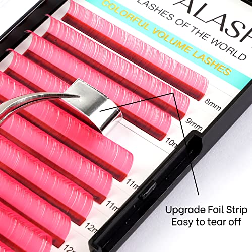 Image of Colored Lash Extensions 0.07mm DD Curl Pink Individual Volume Lashes Extensions 13-20 Mix Length Color Eyelash Extensions for Salon (Pink 0.07-DD, 13-20mm)