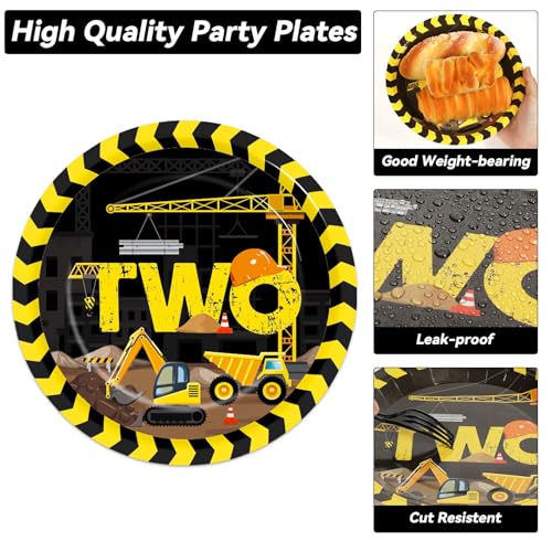 Image of 100 Pcs Construction Party Plates and Napkins Set Construction Truck Birthday Party Decorations Supplies Tableware Construction Themed Party Favors for Birthday Party Decorations Serves 25
