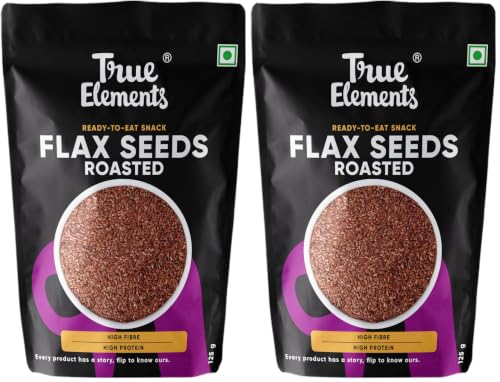 Image of True Elements Roasted Flax Seeds 125g | Superfood for Healthy Snacking | Rich in Omega-3 | Fiber & Antioxidants (Pack of 2)