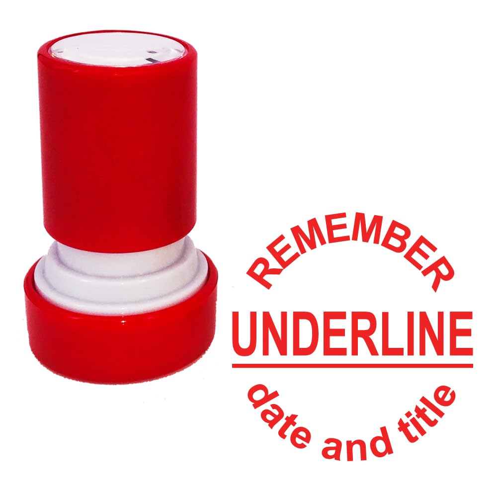 School Stamps Red Remember Underline Date And Title Teacher Stamp. Self-Inking, 22Mm, Reinkable, Quality Stamper For Marking And Feedback. Ink