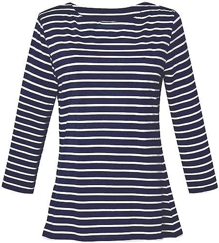 Remidoo Women Boat Neck Striped T-Shirt Short Sleeve / 3/4 Sleeve/Long Sleeve Tees Slim Fit Blouses Tops3