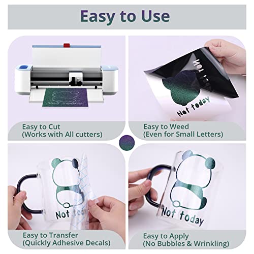 Htvront Chameleon Permanent Vinyl Roll - 12" X 6Ft Chameleon Permanent Adhesive Vinyl For Cricut & Cameo - Shimmer Adhesive Vinyl Roll Easy To Cut & Weed (Green To Purple) #TOP3