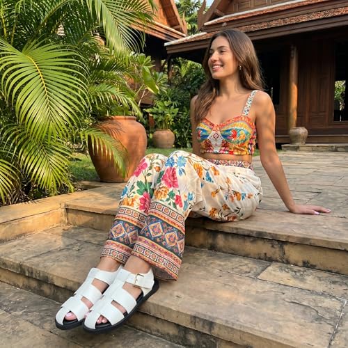CUSHIONAIRE Women's Plaza Fisherman Sandal – Soft Vegan Leather, Adjustable Buckle Strap, Memory Foam, Wide Widths Available, Vanilla Smooth 10W by CUSHIONAIRE - Image 8