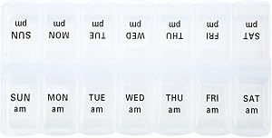 Portable Travel Pill Box, Weekly Organizer Removable Trays, Portable Pill Box, Travel Pill Case Container, 2 Times A Day Am/Pm For Pills, Fish Oil, Supplements, Separate 7 Compartment Travel