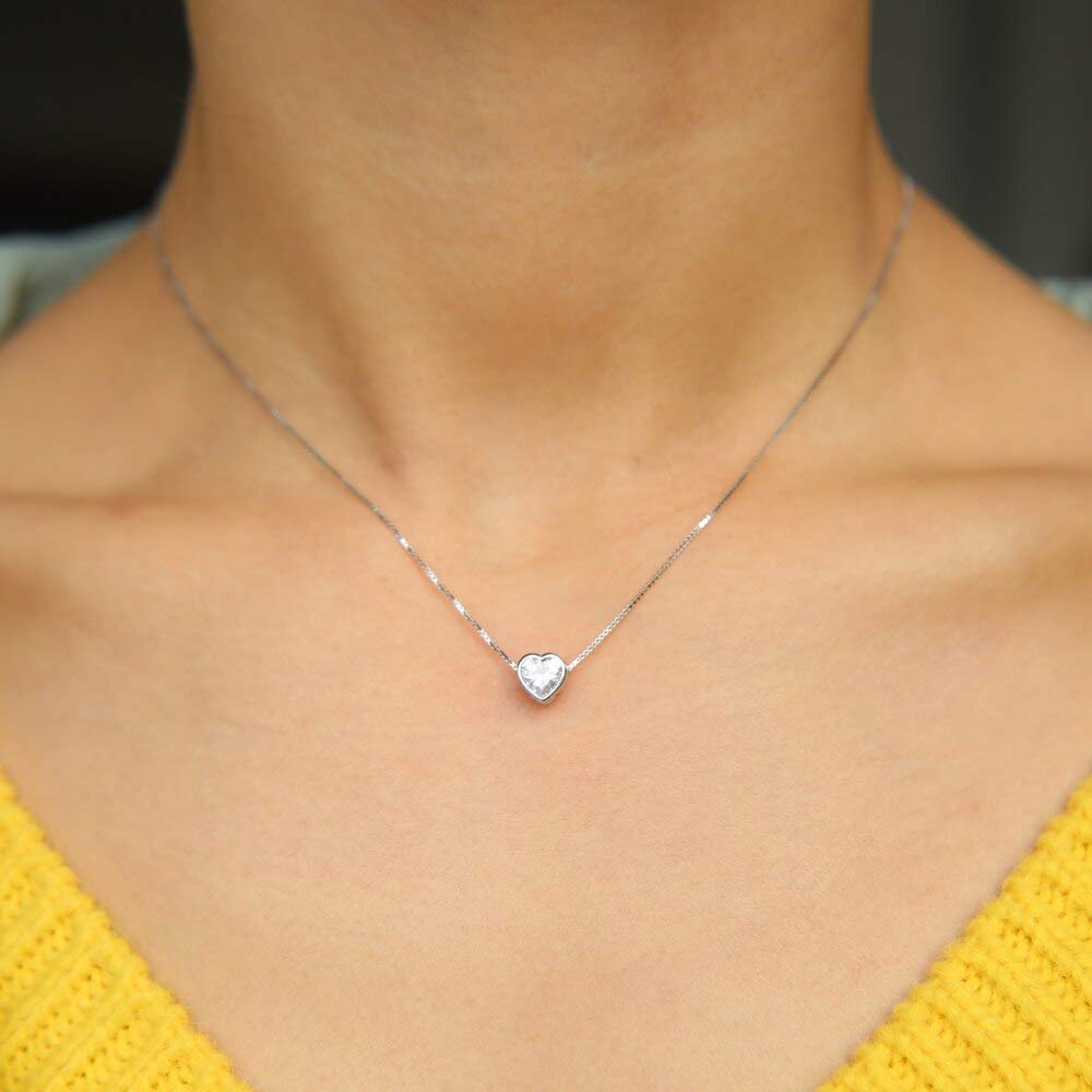 MOCHAMIK Collier Collana con Ciondolo Piccolo in Argento Sterling 100% 925 Collana Delicata per Matrimonio da Donna