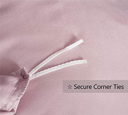Omelas Blush Pink Ruffled Duvet Cover Set Queen Size Vintage Ruffle Fringe Comforter Cover Solid Color Farmhouse Rustic Bedding Soft Microfiber,Zipper Closure,2 Sham (Mauve Pink, Queen) #TOP5