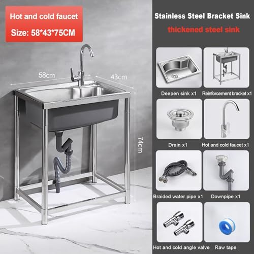 Lavabo industrial de acero inoxidable autoportante para restaurantes 3