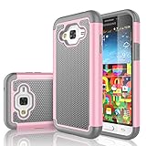 Galaxy Sky Case, J3/J3 V Case, Galaxy Sol Case, Tekcoo [Tmajor Series] [Baby Pink] Shock Absorbing Hybrid Rubber Plastic Defender Rugged Hard Case Cover For Samsung Galaxy Amp Prime/Express Prime