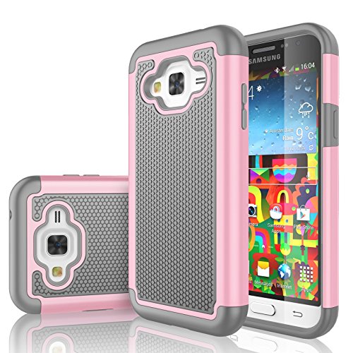 Tekcoo Galaxy Sky Case, J3 /J3 V Case, Galaxy Sol Case, [Tmajor Series] [Baby Pink] Shock Absorbing Hybrid Rubber Plastic Defender Rugged Hard Case Cover for Samsung Galaxy Amp Prime/Express Prime