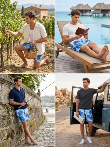 Image of Leriya Fashion Men's Rayon Printed Shorts | Elastic Waist Printed Summer Outfit | Relaxed Fit Casual Short's with Pockets | Lightweight Beach & Lounge Wear | Gym Boxer Shorts for Men