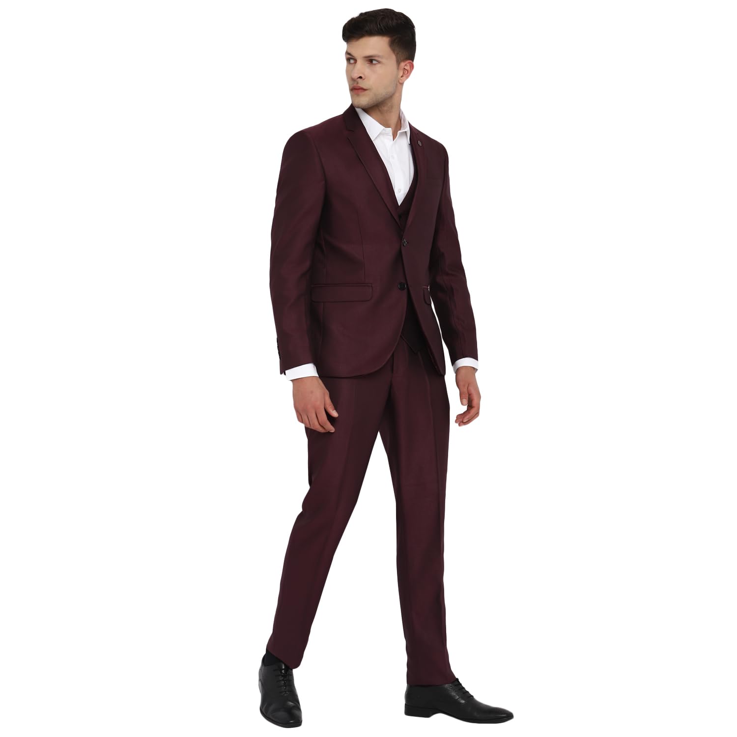 Turtle Men 100% Cotton Notch Lapel Collar Tailored Fit Deep Brown Three Piece Party Suits - Image 3 thumbnail