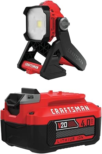 Miniatura 9 de CRAFTSMAN Luz de trabajo LED V20, área pequeña con batería y cargador kit de iniciación, 2.0 Ah (CMCL030B y CMCB202-2CK)