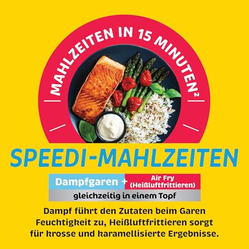Ninja Speedi Multikocher, 5,7L, 12-in-1 Multicooker, Airfryer Heißluftfritteuse, Slow Cooker Langsamkochen, Grillen, Backen, Schwarz ON500EU