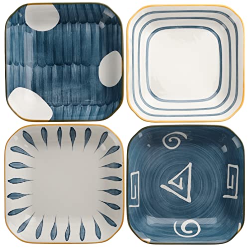 Evannt Porcelain Dessert Salad Plates Set Of 4 Square Ceramic Dinner Plates 7 Inch Janpanese Style Serving Plates Dishes For Appetizer Pasta Snacks Sushi (Square) #TOP9