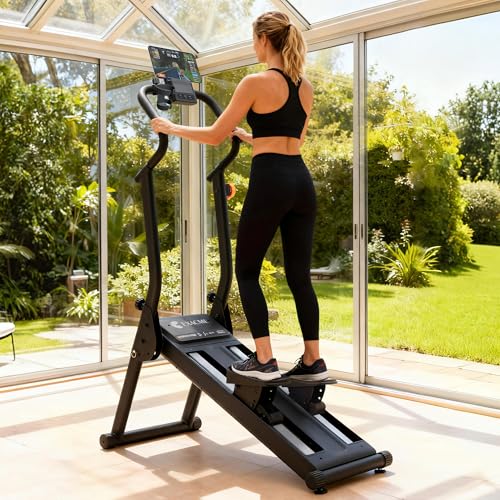 Image of Upgraded Magnetic Stair Stepper for Home, 16-Level Adjustable Resistance up to 77LBS, with Cup Holder & Bluetooth APP, Folding Compact Cardio Climber, 350LBS Capacity