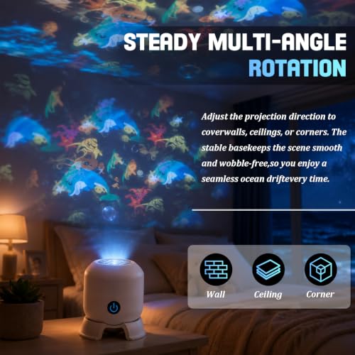 Dynamic Rotating LED Projector Light,360° Rotating Ocean Wave Night Projection Night Light,Multi-Angle Base for Bedroom, Home Theater, Meditation and Relaxation(Ocean) by Generic - Used condition - Image 3