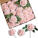 Fiori Artificiali, ACDE Rosa Artificiali 25 Pezzi Rose Finte Schiuma Aspetto Reale con Foglia e Gambo Regolabile per DIY Matrimoni Mazzi Nuziale Festa Casa Stanza Decorazioni (Champagne Rosa)