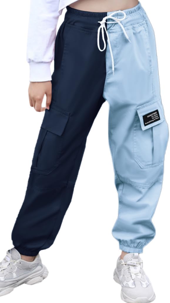 SANGTREE Girls & Womens Drawstring Cargo Jogger Pants,3 Years - Women 3XL