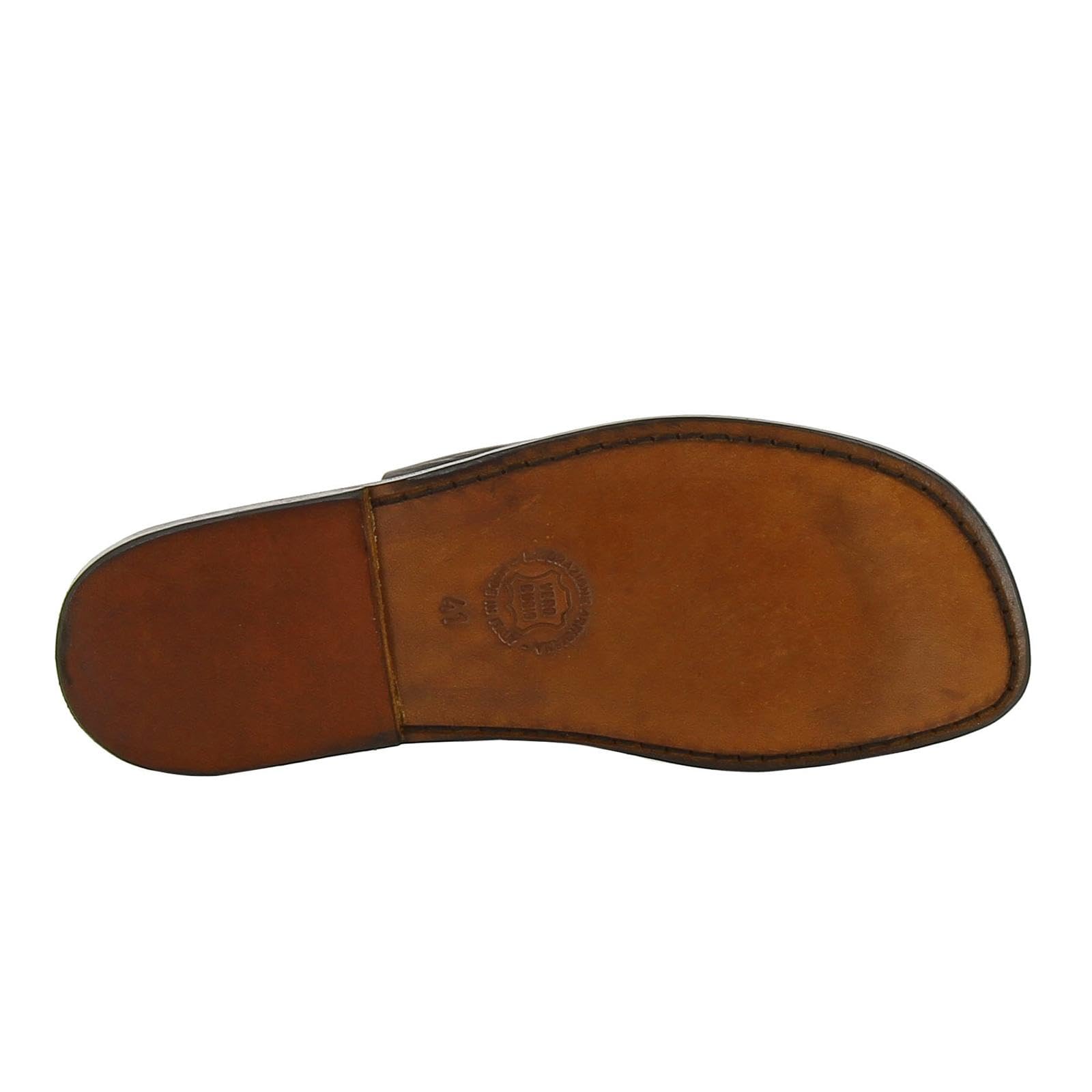 Ciabatte Infradito da Uomo in Pelle Color Cuoio Fatte a Mano - Colors: Nero, Testa di Moro, Cuoio - Codice Modello: 554-U-CUOIO