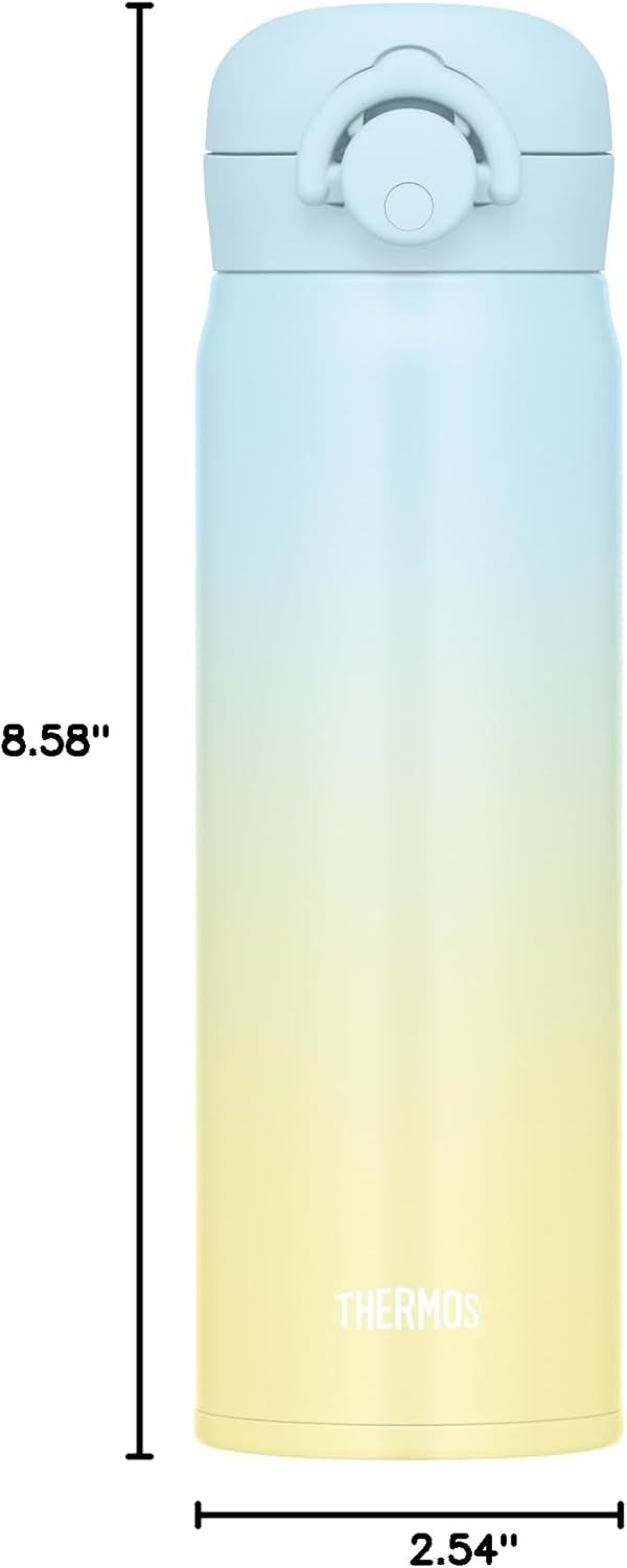 Thermos JNR-503LTD LB-Y Vacuum Insulated Portable Mug, 16.9 fl oz (500 ml), Light Blue Yellow, Easy to Clean and Easy to Clean with Open Mouth