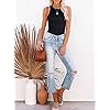 Fashion Bodysuit For Women Cute Sleeveless Halter High Neck Racerback Fitted Ribbed Knit Tank Tops Thong Leotard Bodysuits Black Medium