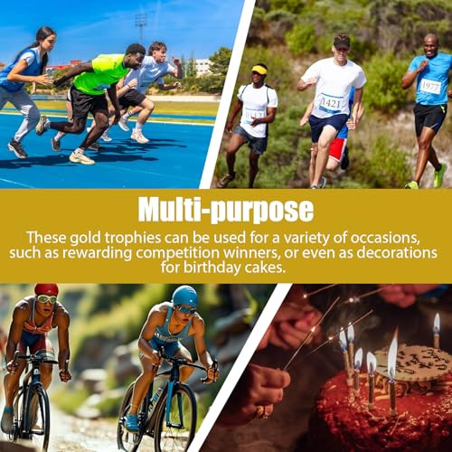 Exircy Mini Pokal, Mini-Trophäen Goldene Trophäenbecher für Sport-Turnier-Gewinn-Preise Siegerpreis Partygeschenke leichte Kunststoff-Gold-Trophäen