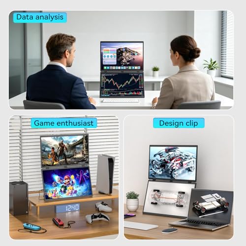 Image of 18.5 inch Portable Dual Monitor, CNC Metal Frame, 100Hz FHD 1080P Laptop Screen Extender, HDMI /USB-C Plug-and-Play, Built-in Speakers, for Laptop PC Windows & MacOS & VESA
