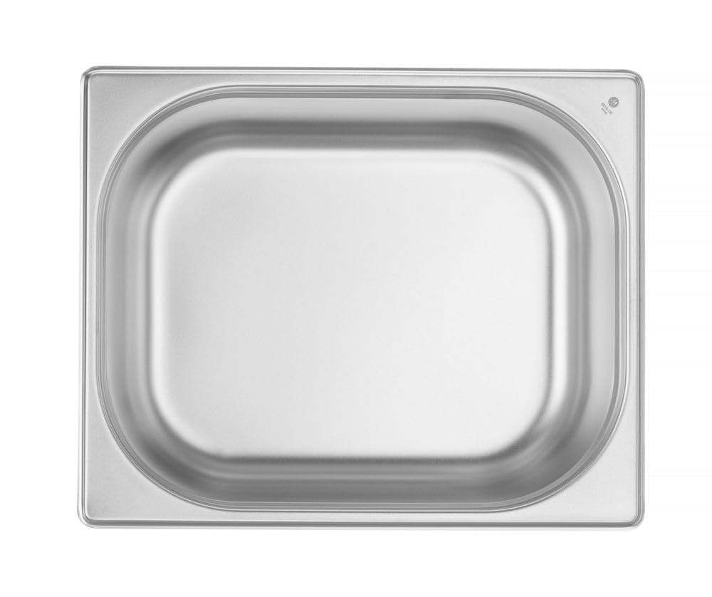 HENDI Recipiente Gastronorm GN 1/2, Budget Line, resistencia térmica -40 °C a 250 °C, apto para horno y baño maría, 9,5L, 325x265x(H) 150mm, acero inoxidable