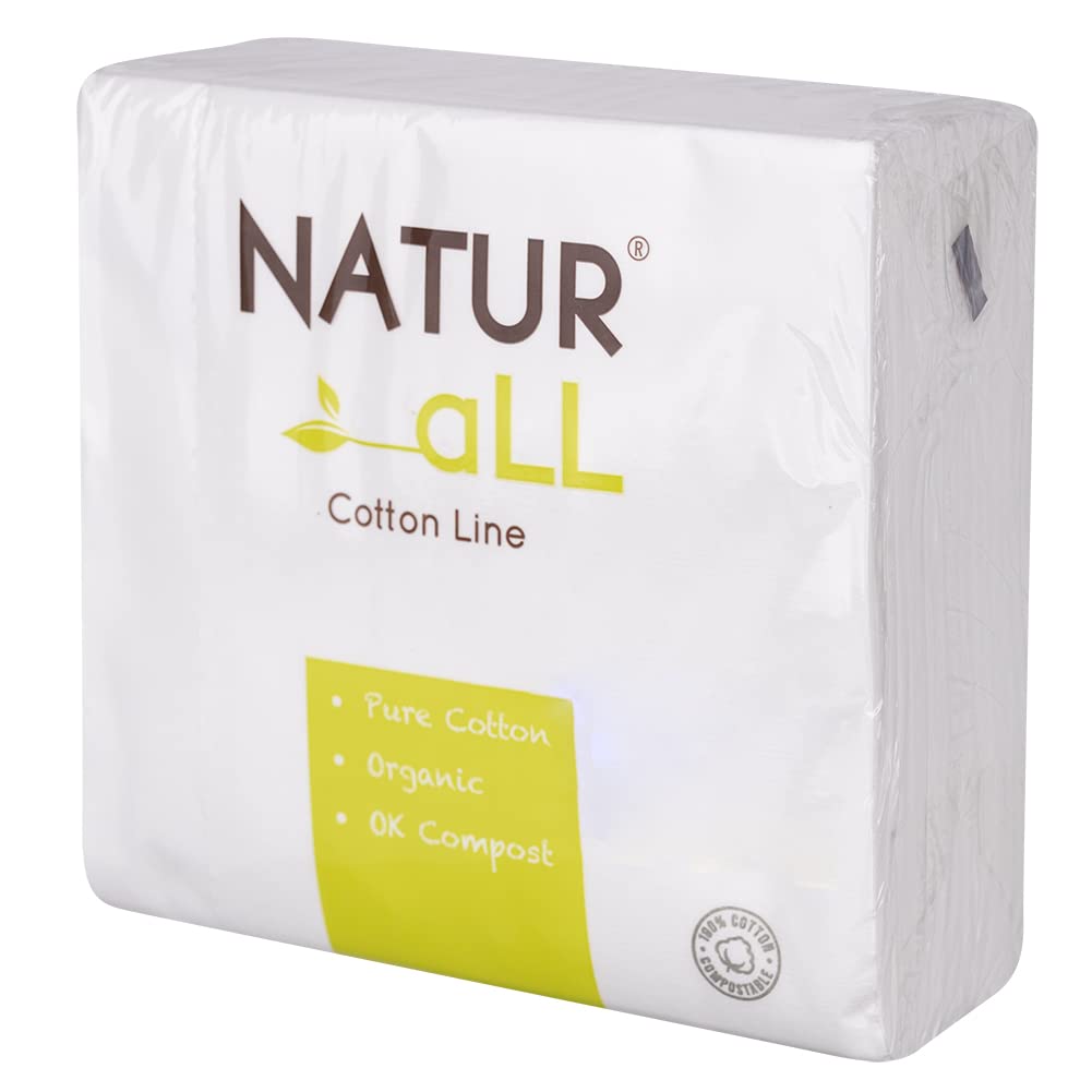 Iron Mountain NaturAll Pack of 50 Biodegradable Compostable Sustainable Cotton Napkins, White, One Size