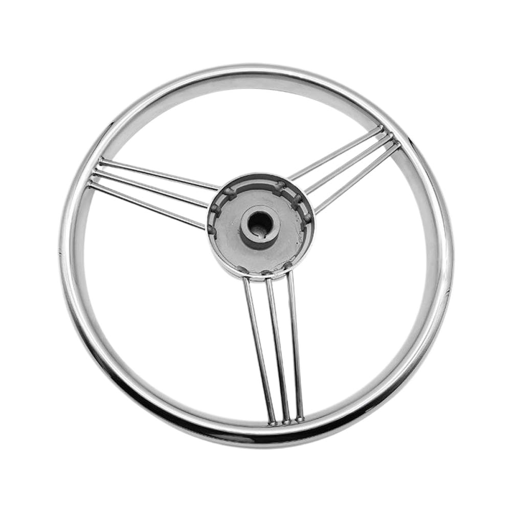 Volante in acciaio inossidabile lucidato a specchio a 3 razze da 13,5 pollici compatibile con yacht