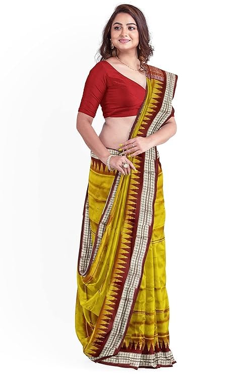 Image of Handmade Pure Bomkai Silk Saree Khandua Natural Silk Ikkat Saree For Women /Ethnic Wear /Traditonal Saree /Handloom Saree With Regular Fit Blouse Piece