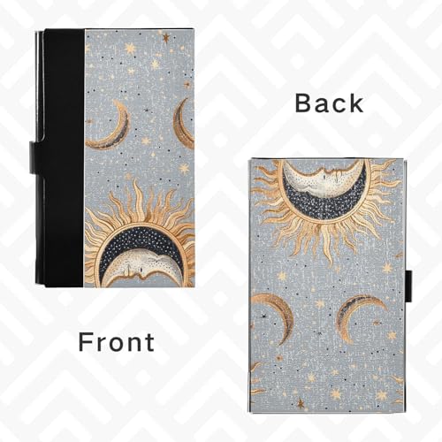 KLL Golden Celestial Voodoo Style Ultra-Thin Business Card Holder case with Leather & Stainless Steel Card case for Business Meeting Use portatarjetas para Hombre4