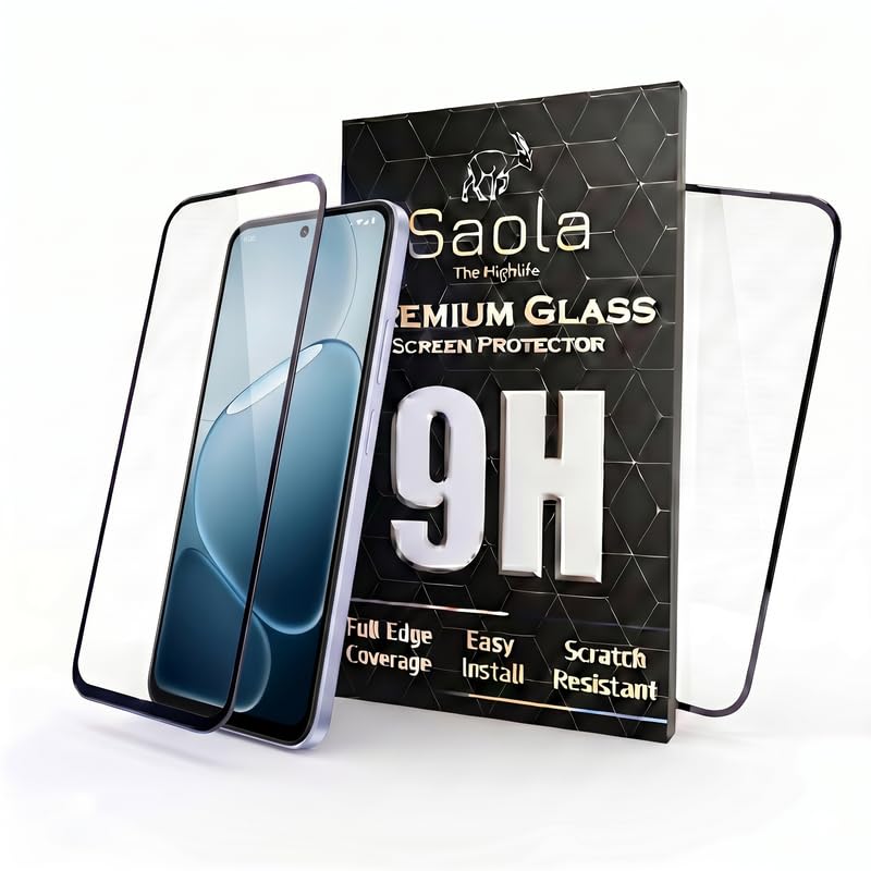 Image of Saola HD+ Oleophobic Tempered Glass For Oppo K14x 5G (PACK OF 1) with Hassle-less Installation Kit. Full screen Coverage. 6.75 inch