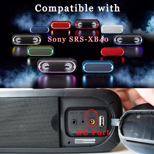 AC DC Power Adapter Charger Compatible with Sony SRS-XB40 Bluetooth Speaker SRSXB40/BLK SRSXB40/BLUE SRSXB40/RED, Replacement Power Supply Cord by SEEHOM - Image 2