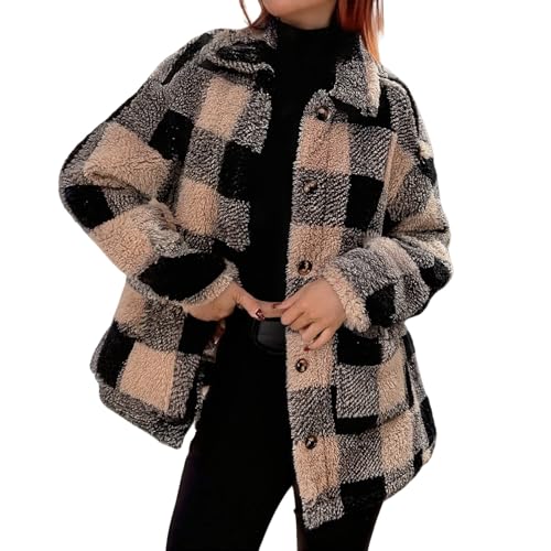 Manteaux d'hiver pour femme en peluche isolante avec fermeture boutonnée robuste