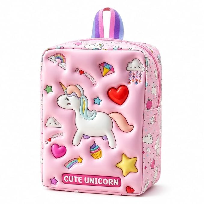 14 Inch Backpack for Kids | School Bag for Toddlers | Lightweight Tuition & Picnic Bag | Single Pocket Cute Design | Pink Unicorn-image-48