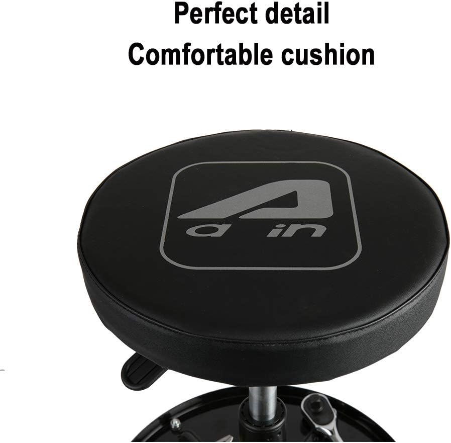 Aain® Adjustable Height Swivel Shop Seat with Tool Tray, Rolling Stool with Wheels/Casters For Garage Workshop and Auto Repair Shop(Black) : Automotive