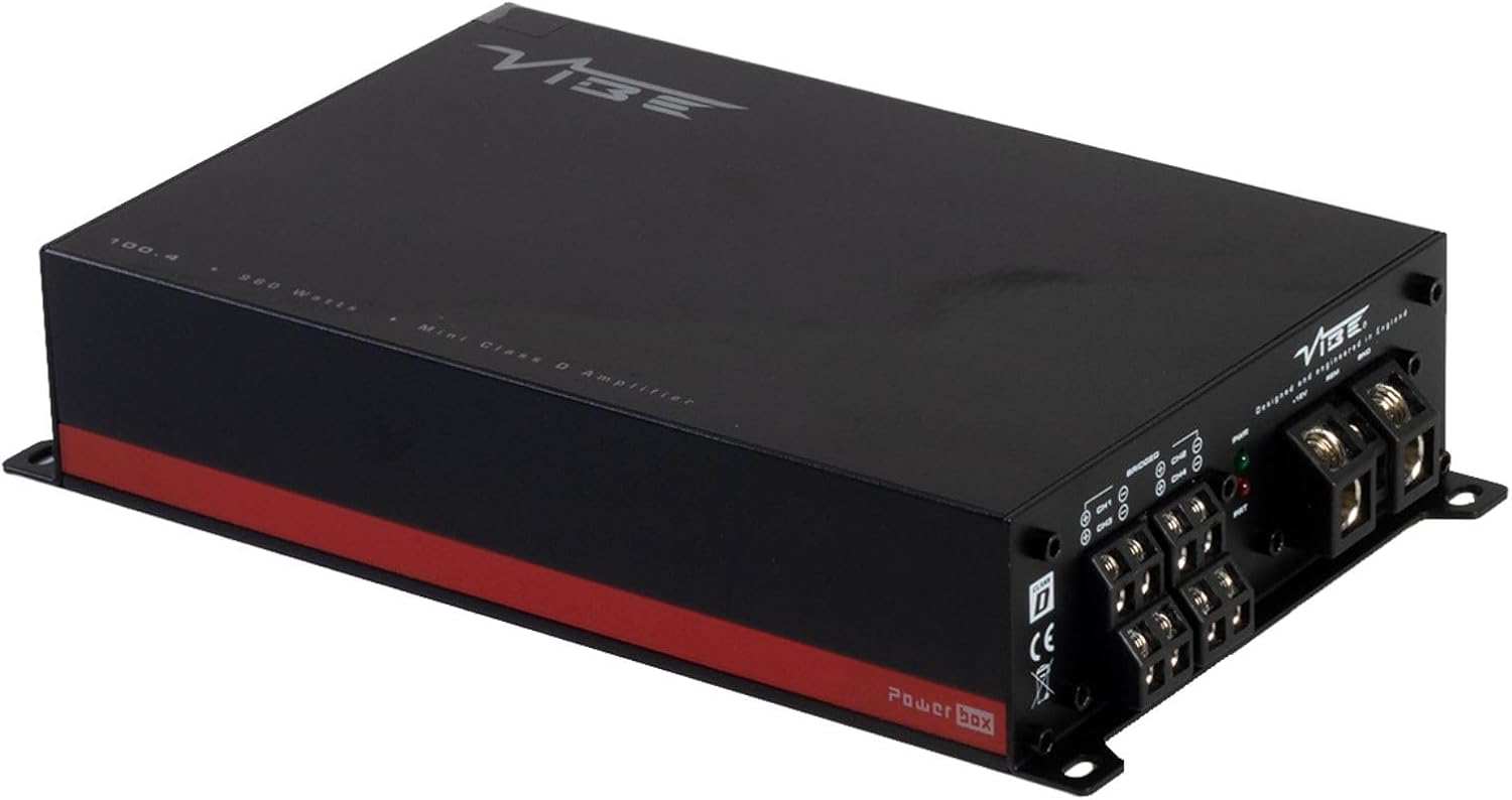 Vibe by Proscenium PB100.4M-V0 Amplifier for Car Audio: 4-Channel Mini Class D Amplifier, High-Level Inputs and AutoSense for Easy OEM Integration Vibe by Proscenium PB100.4M-V0 Amplifier for Car Audio: 4-Channel Mini Class D Amplifier, High-Level Inputs and AutoSense for Easy OEM Integration