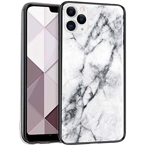 Urhause Cover Compatible with iPhone 11 Pro Case Glossy Glitter Marble Mirror Case Clear Sparkle Bumper Hard Cover Soft TPU Edge Silicone Skin Cover Shiny Bling Anti-Scratch Shockproof Cover,White