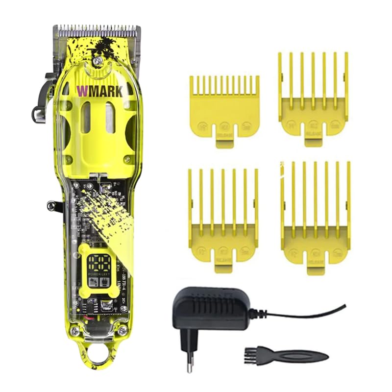 WMARK NG-408 Professional Hair Clipper with Sharp (9CR18) Stainless Steel Blade, Powerful 6500 RPM Motor, 2600mAh Battery, Adjustable Settings, charging adapter LED display runtime 240 mins, Model 9-image-10