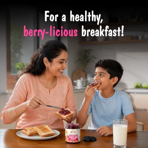 Image of Eatopia Sugar Free Strawberry Honey Jam | 100% Pure & Natural | Healthy Jam for Kids & Adults | No Added Flavours & Preservatives | 70% Real Strawberries | Sweetness from Real Fruits & Honey | Pack of 1 | 240g