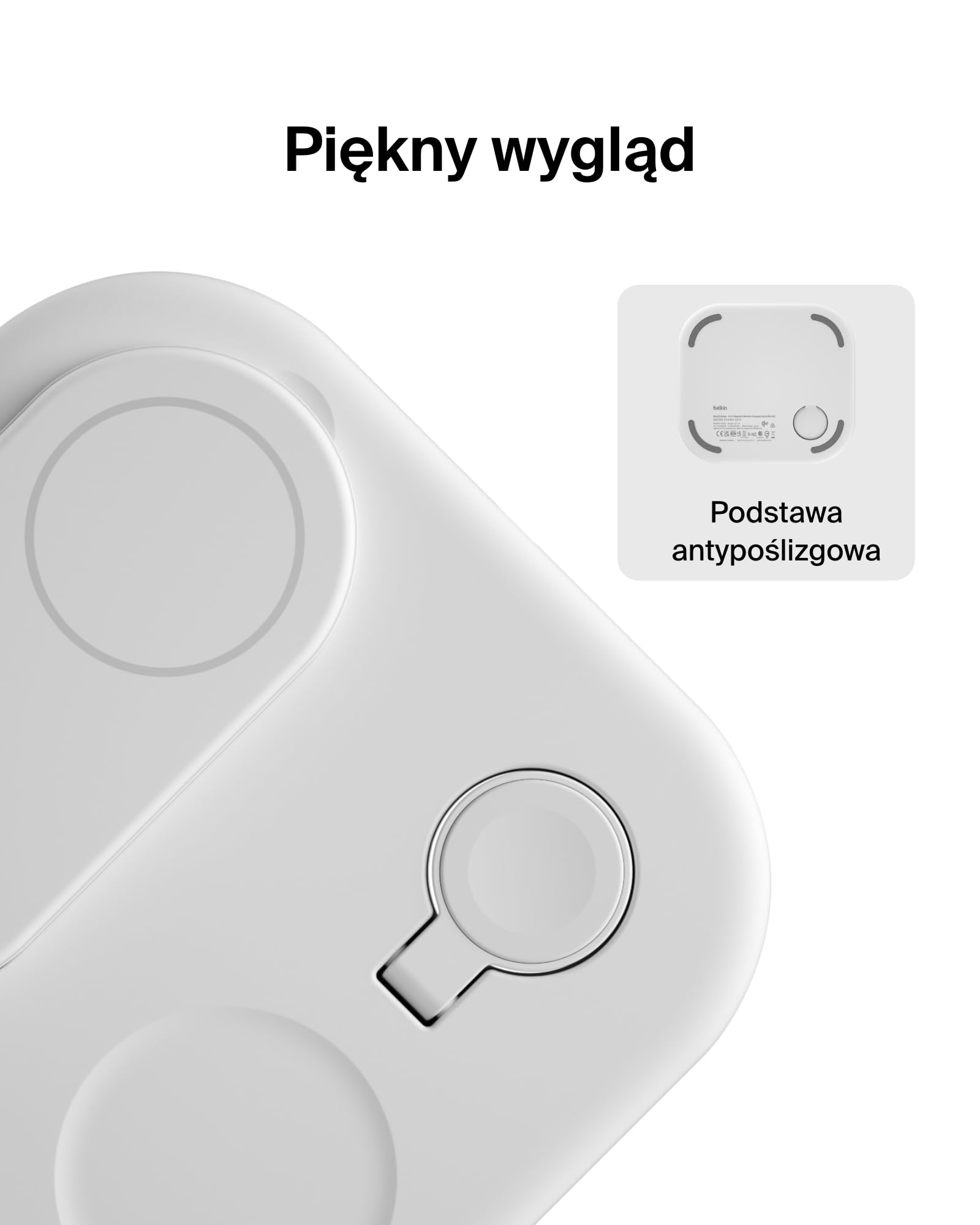 Belkin BoostCharge magnetyczna ładowarka ze składaną podstawką 3 w 1 z Qi2 15 W, szybka ładowarka zgodna z MagSafe, do urządzeń Apple iPhone 16/15/14, Apple Watch, AirPods, zasilacz w zestawie – biała