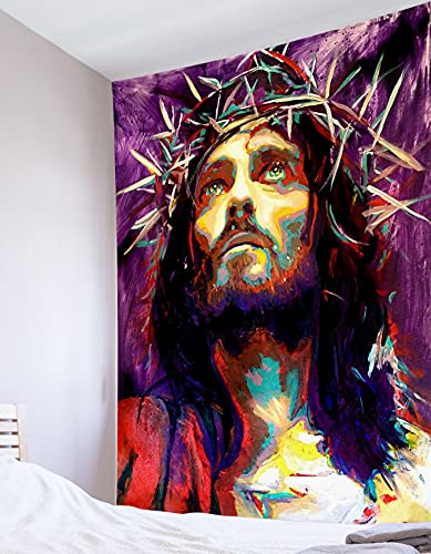 Hvest Jesus Tapestry Wall Hanging Christmas Tapestries Wall Decor Poster For Bedroom Living Room Dorm Holiday Party Wall Indie Decor Blanket, 40X60 Inchs #TOP3