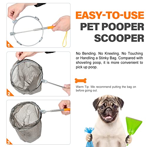 Pooper Scooper For Dog Pets 48 Inch Stretchable Long Handle 120 Pcs Biodegradable Bags Gifts Waste Cleanup No Bending No Kneeling Keeps Hands And Yard Clean Small #TOP4
