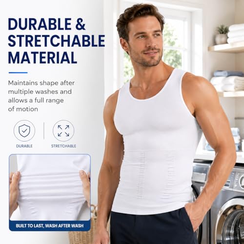 Image of Gynecomastia Compression Shirts, Mens Slimming Body Shaper Vest, Tummy Control Undershirts