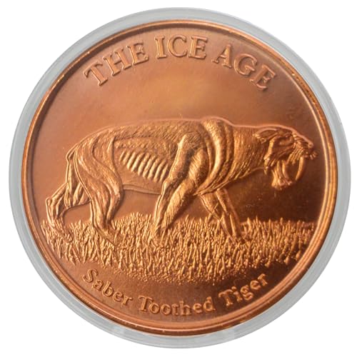 Image of Ice Age Saber-Toothed Tiger 1 oz Pure .999 Copper Round Bullion Coin in Capsule - COA by Heavenly Metals