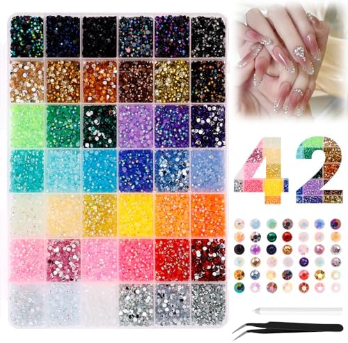 42 Colors Bedazzling Kit, 32000Pcs Resin Jelly Rhinestones for Bedazzling, 3mm Flatback Gems for Crafting, Bedazzle Kit w 2 Tools for Clothing Shoes Nail Charms Book Diamond Art & DIY Bedazzler Projects — view 8
