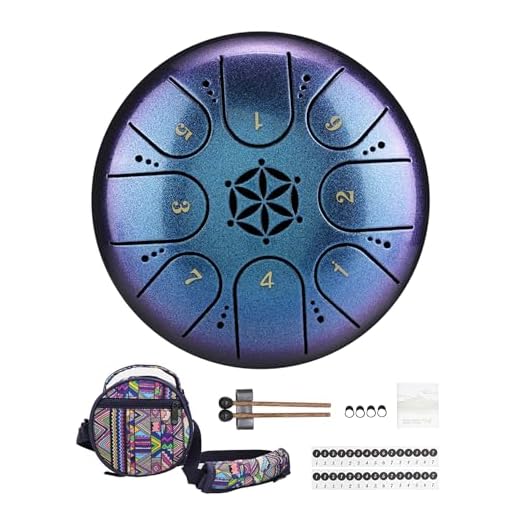 Rayzm Tambor de Lengua de Acero de Titanio con Bolsa, 5 Pulgadas (13cm) 8 Notas Handpan Tank Drum Kit, Instrumento de Percusión Portátil con Tecla C